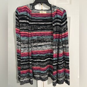 Hollister Black and Pink Striped Cardigan